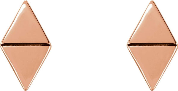 Geometric Triangle Stud Earrings, 14k Rose Gold