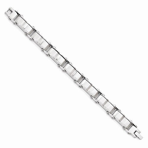 Men's Polished and Brushed Stainless Steel Back Bracelet, 8"