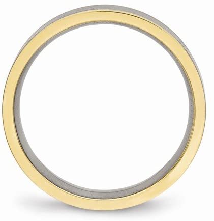 Titanium, Yellow IP Edged 5mm Flat Comfort-Fit Band, Size 7