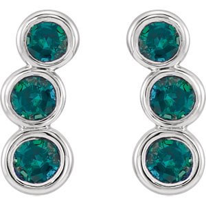 Alexandrite Three-Stone Ear Climbers, Sterling Silver