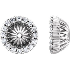 Diamond Cluster Earring Jackets, Rhodium-Plated 14k White Gold (4.6 MM) (0.16 Ctw, G-H Color, I2 Clarity)
