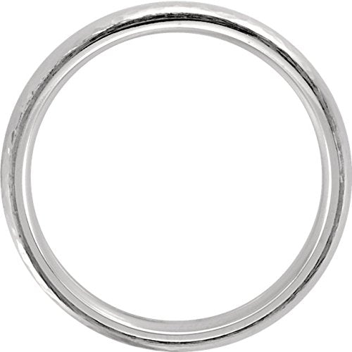 14k White Gold Hammer Finished 6mm Comfort Fit Dome Band, Size9.5