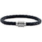 6mm Black Leather and Stainless Steel Bracelet, 9"