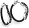 Tango Collection Black Titanium Cable, Argentium Silver Cable Black Spinel Hoop Earrings (.78 Cttw)