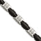 Men's Brushed and Polished Stainless Steel, Black IP Link Bracelet 8.25 Inches