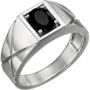 Men's Platinum Onyx Ring, Size 11