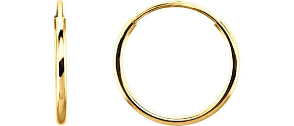Petite Endless Hoop Earrings, 14k Yellow Gold (12mm)