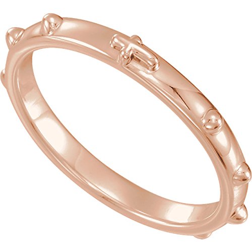 14k Rose Gold 2.50mm Rosary Ring, Size 8