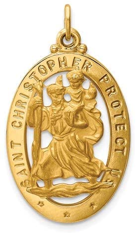 14k Yellow Gold Saint Christopher Medal Pendant (33X17MM)