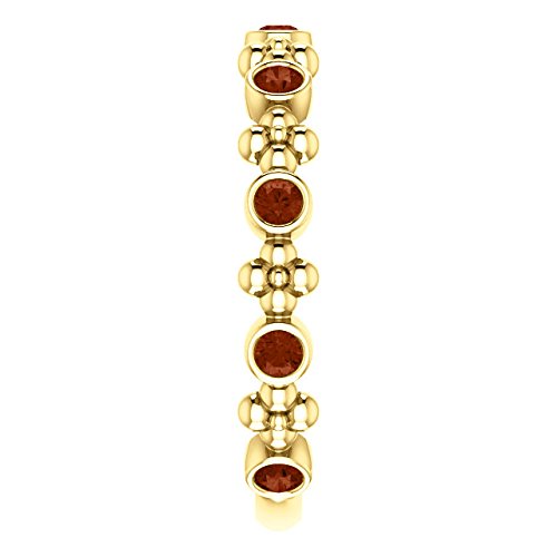 Genuine Mozambique Garnet Beaded Ring, 14k Yellow Gold, Size 7