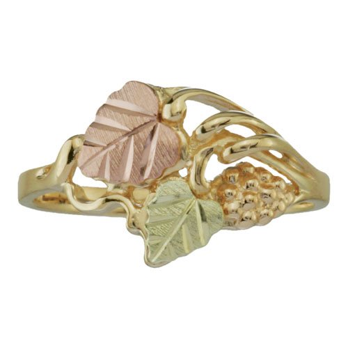 Black Hills Gold Cocktail Ring, 10k Yellow Gold, 12k Green Gold and 12k Pink Gold, Size 10