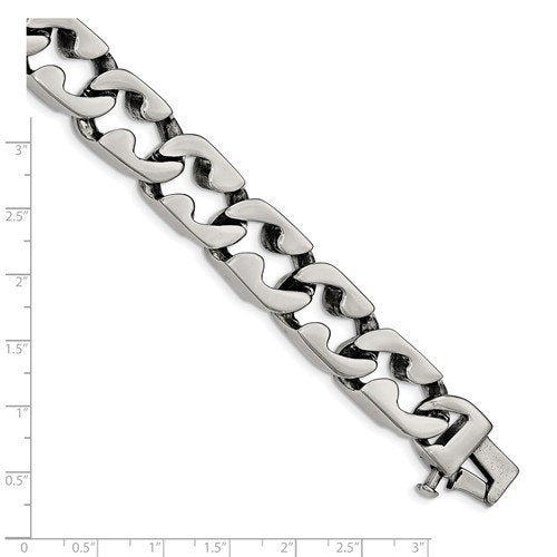 Men's Polished Stainless Steel Large Link Bracelet, 8.5"