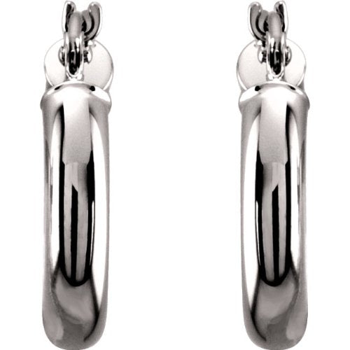 Tube Hoop Earrings, 14k White Gold (15mm)