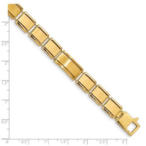Men's Polished and Brushed 14k Yellow Gold 9.5mm Link Bracelet, 8.5"