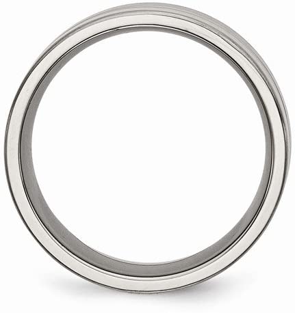 Men's Brushed Titanium 8mm Grooved Comfort-Fit Flat Band, Size 12