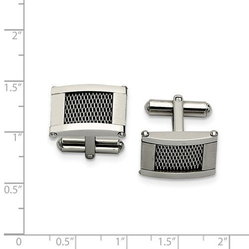 Stainless Steel Wire Brushed Square Cuff Links, 11X19MM