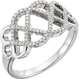 Diamond Woven Ring, Rhodium-Plated 14k White Gold (1/5 Ctw, Color G-H, Clarity I1), Size 8.75