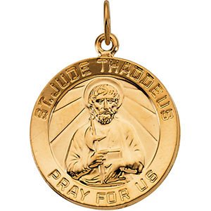 14k Yellow Gold St. Jude Medal (18 MM)