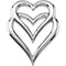 Double Heart Pendant Slide, Rhodium-Plated 14k White Gold