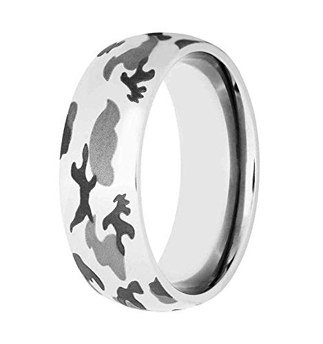 Men's Titanium Camo Design 8mm Comfort-Fit Band