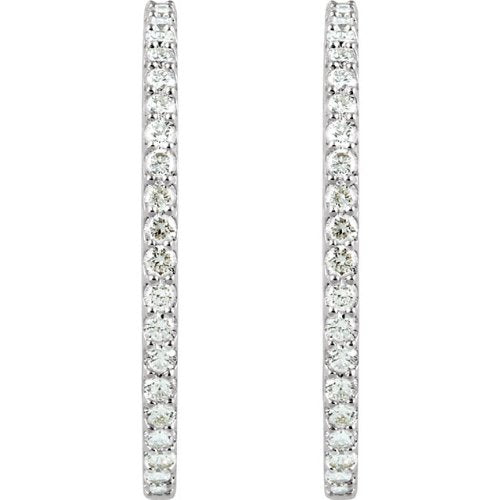 CZ Inside-Outside Hoop Earrings, Sterling Silver (41.5MM)