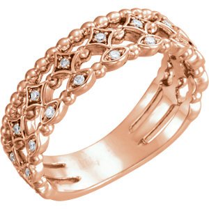 Diamond Stacking Ring, 14k Rose Gold (.11 Ctw, G-H Color, I1 Clarity), Size 6