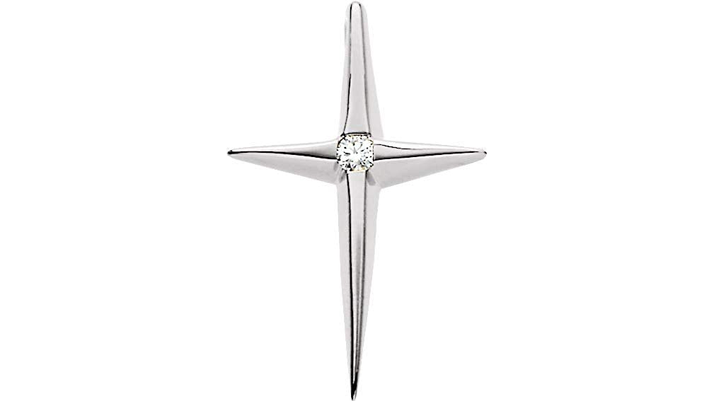 Platinum Star of Bethlehem Diamond Cross Pendant (.25 Ct, G-H Color,SI1 Clarity)