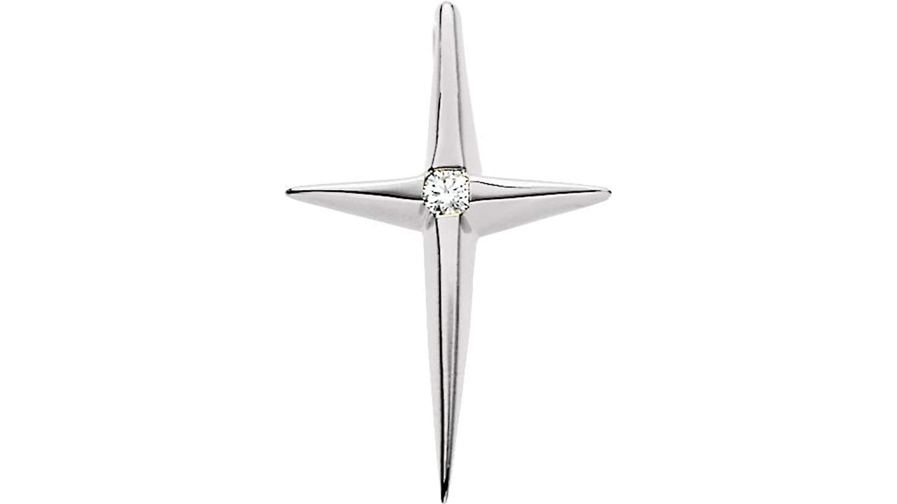 Star of Bethlehem Diamond Cross Rhodium-Plated 14k White Gold Pendant (.25 Ct, G-H Color,SI1 Clarity)