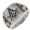 Men's Freemason's Signet Ring, Sterling Silver, 12k Green and Rose Gold Black Hills Gold Motif