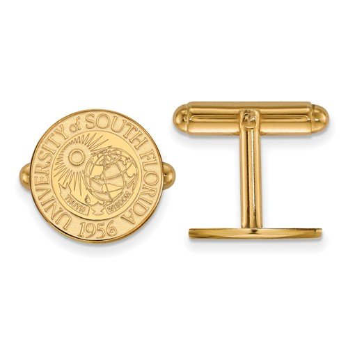 Gold-Plated Sterling Silver University Of South Florida Crest Round Cuff Links, 15MM