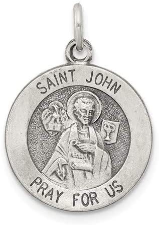 Sterling Silver Antiqued St. John Medal (22X16MM)