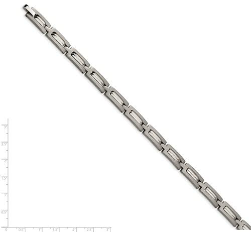 Men's Brushed and Polished Grey Titanium 8mm Link Bracelet, 8.5 Inches