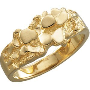 14k Yellow Gold Men's Nugget Ring, Size 10