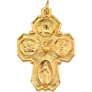 14k Yellow Gold Four-Way Medal (28x21 MM)