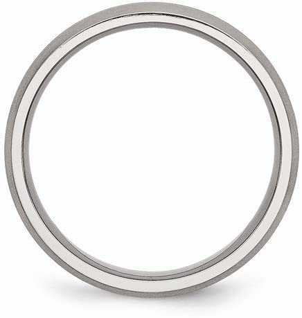 Brushed Satin Titanium Grooved 6mm Comfort-Fit Dome Band, Size 6.5