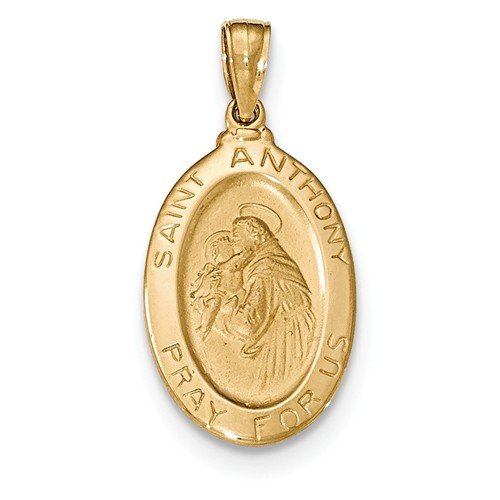 14k Yellow Gold Saint Anthony Oval Medal Pendant