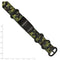 Men's Brushed Stainless Steel Black IP Green Camo Fabric Adjustable ID Bracelet, 9.75"