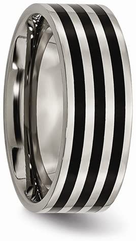 Grey Titanium, Black IP 8mm Wedding Band, Size 9.5