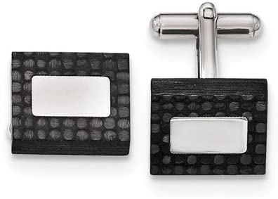 Stainless Steel, Black Carbon Fiber Square Cuff Links