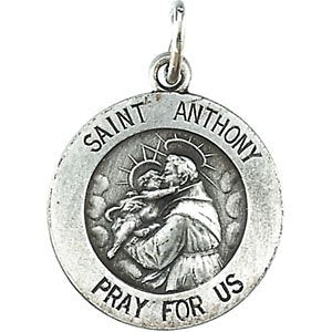Sterling Silver St. Anthony Medal Necklace, 18" (15 MM)
