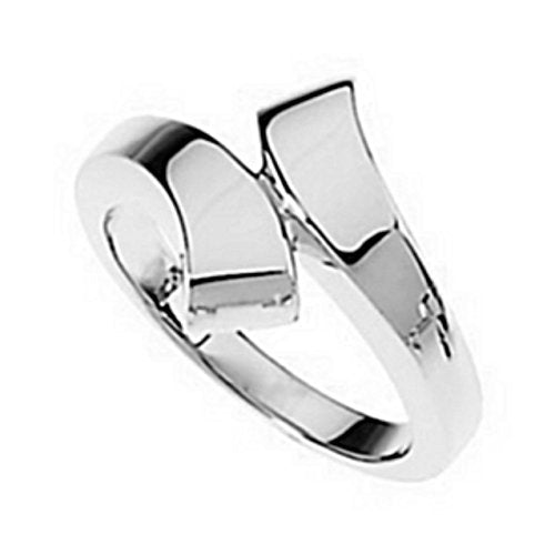 Free Form Bypass 15mm Semi-Polished 14k White Gold Ring, Size 6