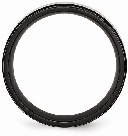 Satin-Brushed Grey Titanium, Black IP 8mm Comfort-Fit Band, Size 13