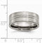 Men's Brushed Titanium 8mm Grooved Comfort-Fit Flat Band, Size 12