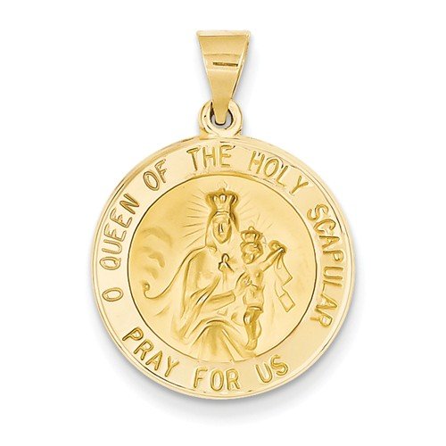14k Yellow Gold Queen Of The Holy Scapular Reversible Medal Pendant (22X19MM)