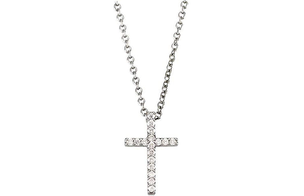 Petite Platinum Diamond Cross Necklace, 18" (1/4 Cttw.)