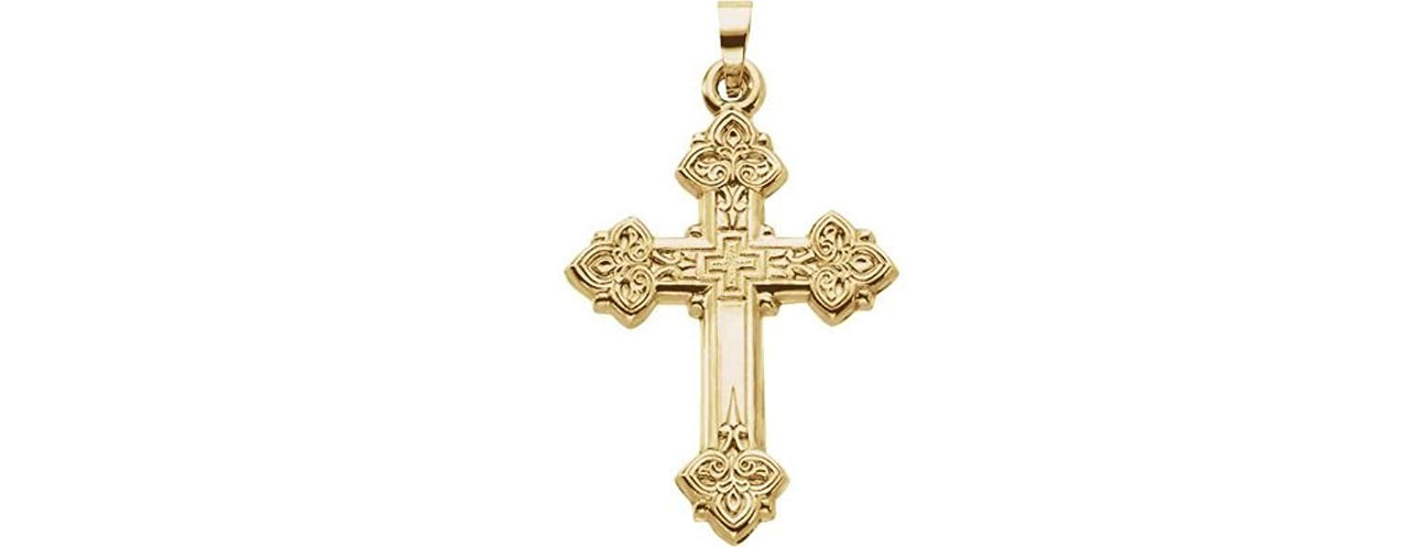 Women's Hollow Design Cross 14k Yellow Gold Pendant