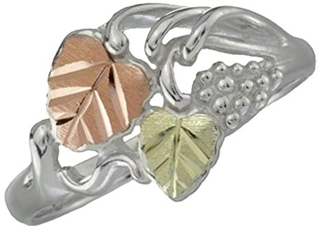 The Men's Jewelry Store (for HER) Black Hills Gold Cocktail Ring, Sterling Silver, 12k Green Gold and 12k Pink Gold, Size 7