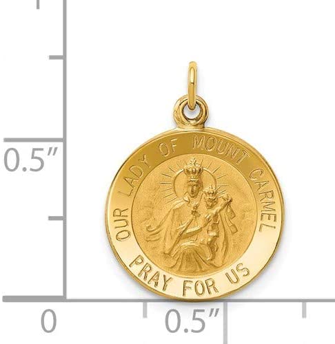 14k Yellow Gold Our Lady of Mount Carmel Medal Charm (20X15MM)