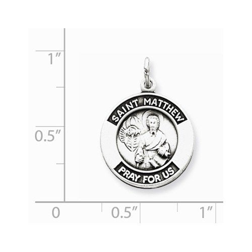 Sterling Silver Antiqued St. Matthew Medal (21X16MM)