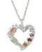 Citrine, Smoky Quartz, Garnet, White Topaz Heart Pendant Necklace, Sterling Silver, 12k Green and Rose Gold Black Hills Gold Motif, 18"